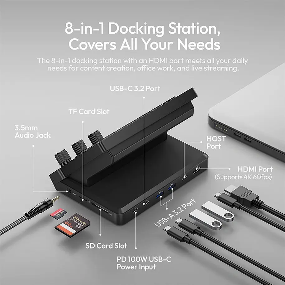 Ulanzi D200X Consola Creativa Todo en Uno con 14 Teclas LCD y Hub 8 en 1 UL-A045 8