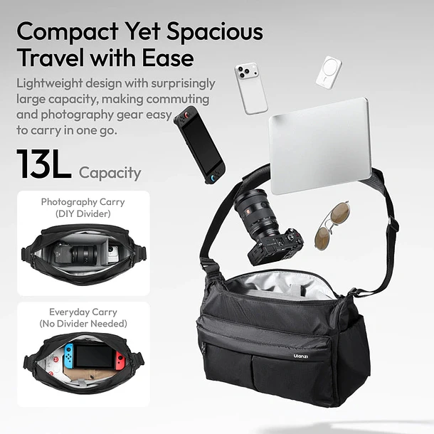 Ulanzi U023 Bolso de Hombro Urban Daily 13L Para Cámara y Notebook 14