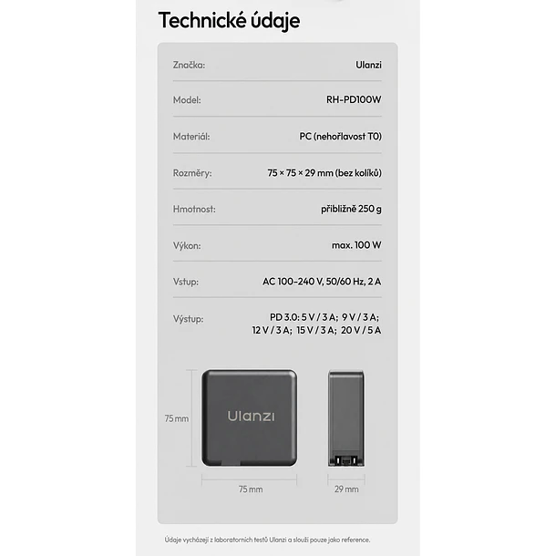 Ulanzi RH-PD100W Cargador GaN USB-C 100W PD 3.0 Enchufe Europeo UL-E008 8