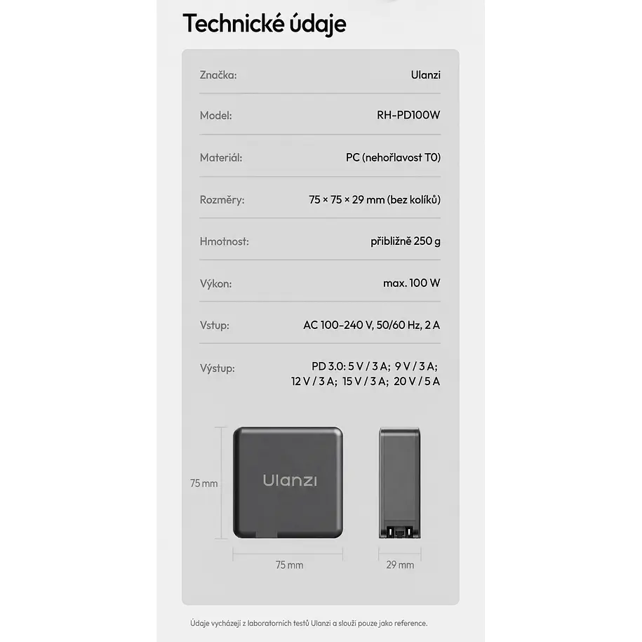Ulanzi RH-PD100W Cargador GaN USB-C 100W PD 3.0 Enchufe Europeo UL-E008 8