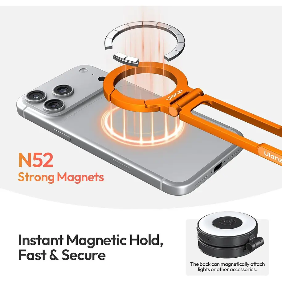Ulanzi MA30S Trípode Magnético Para Celular con Mosquetón Versión Slim Color Naranjo UL-T211 9