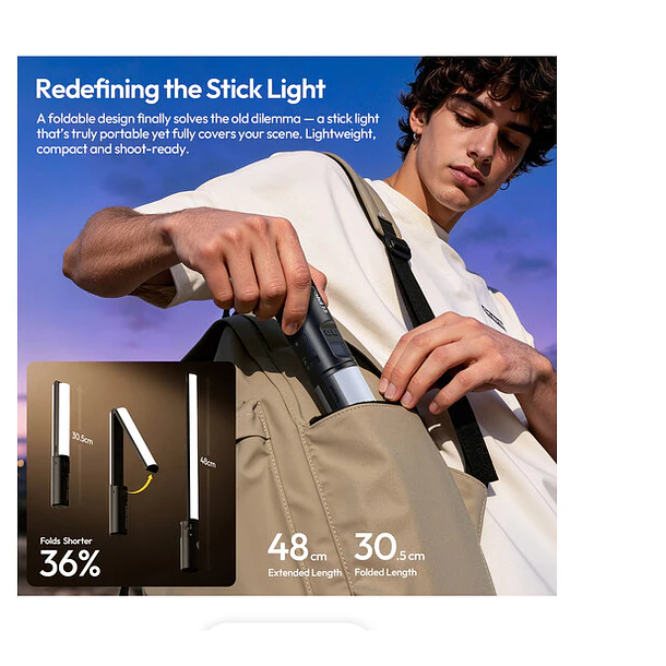 Ulanzi FOLD15 Bastón de Luz LED RGB Plegable de Mano 2500-9000K CRI 95 UL-L209 10