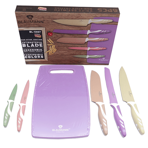 Set de cuchillos de 6 piezas con recubrimiento anti adher...
