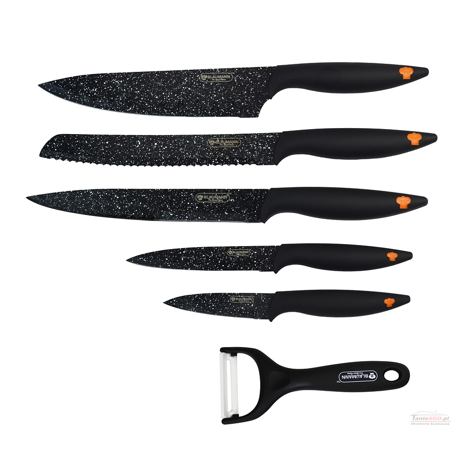 Set de cuchillos de 6 piezas con recubrimiento de mármol con pelador