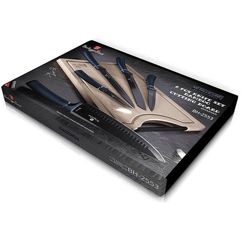 Set de cuchillos de 6 piezas con tabla de cortar de bambú