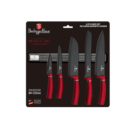 Set de cuchillos de 6 piezas mango rojo 