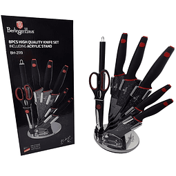 Set de 8 piezas con soporte acrílico negro/rojo