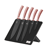 Set de cuchillos de 6 piezas con soporte magnético color rosa metálico