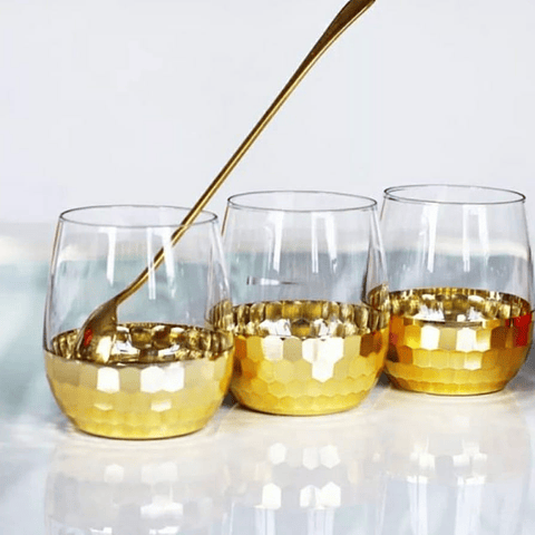 Vasos de vidrio Panal Gold