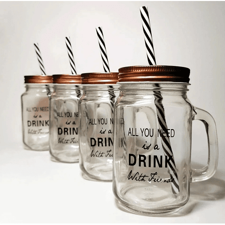 Set de 4 vasos Mason Jars de 500 cc cobre