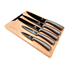Set de cuchillos de 6 piezas Gris metálico con tabla de cortar de bambú