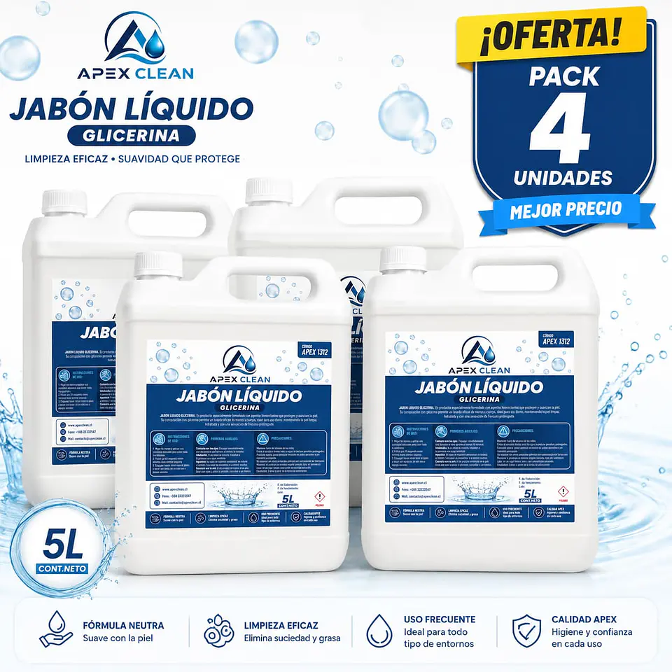 Pack 4 Jabón Líquido de Glicerina 5 Lts 1