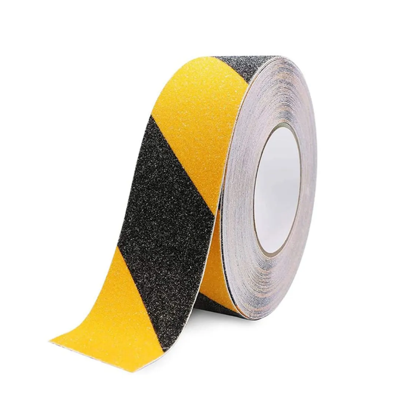 Rollo antideslizante 20 m x 50 mm, amarilla con negro, grano industrial