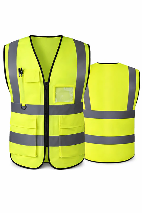 Chaleco reflectante reforzado con bolsillos, amarillo o naranjo