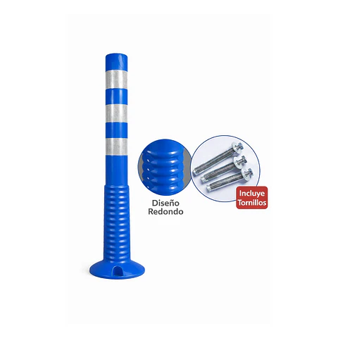 Baliza de poliuretano azul 75 cm con tres franjas reflectantes