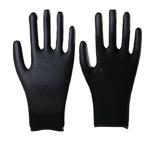 Guante de nylon con palma de poliuretano para precisión, negro (par)