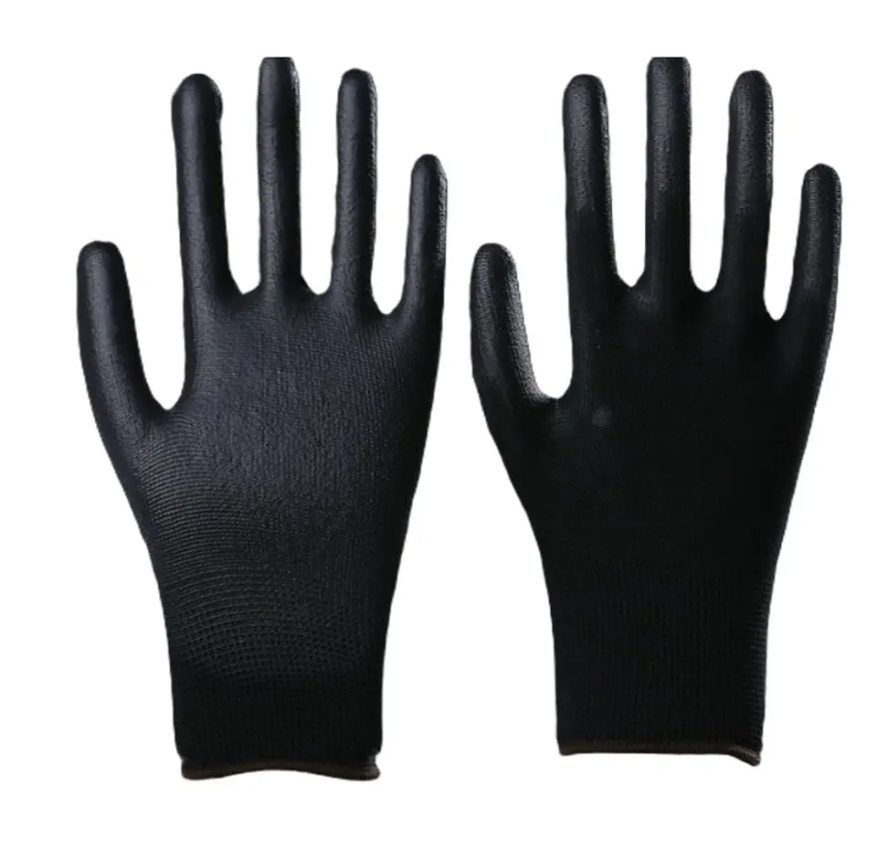 Guante de nylon con palma de poliuretano para precisión, negro (par) 1