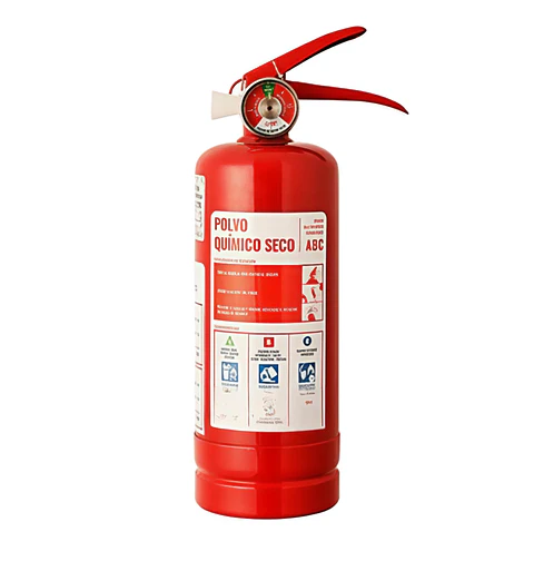 Extintor de polvo químico ABC 1 kg con manómetro y soporte