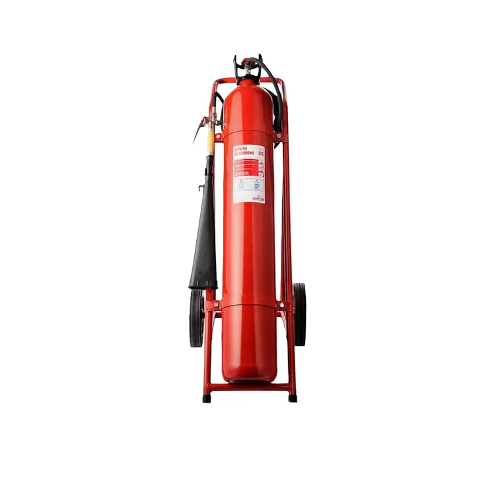 Carro extintor rodante CO2 25 kg con manguera larga 1