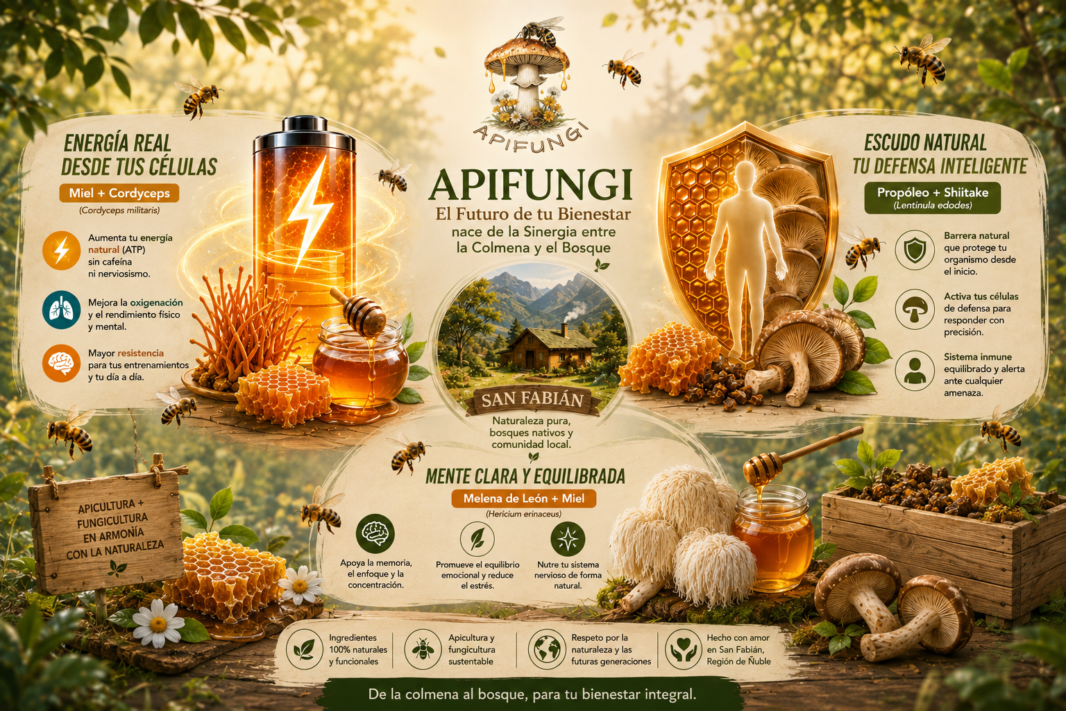 Apifungi: El Futuro de tu Bienestar nace de la Sinergia entre la Colmena y el Bosque