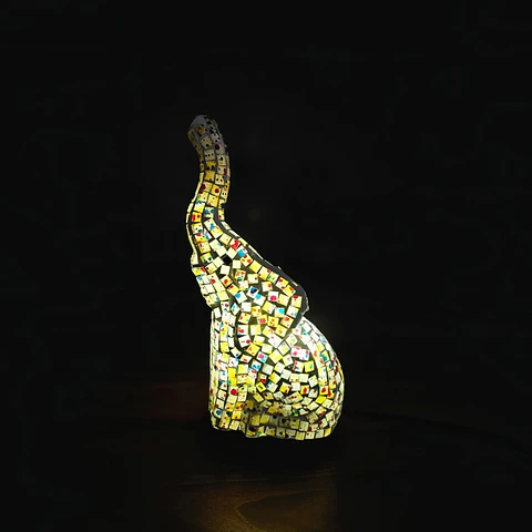 Lampara Mosaico Elefante Artesanal Chico