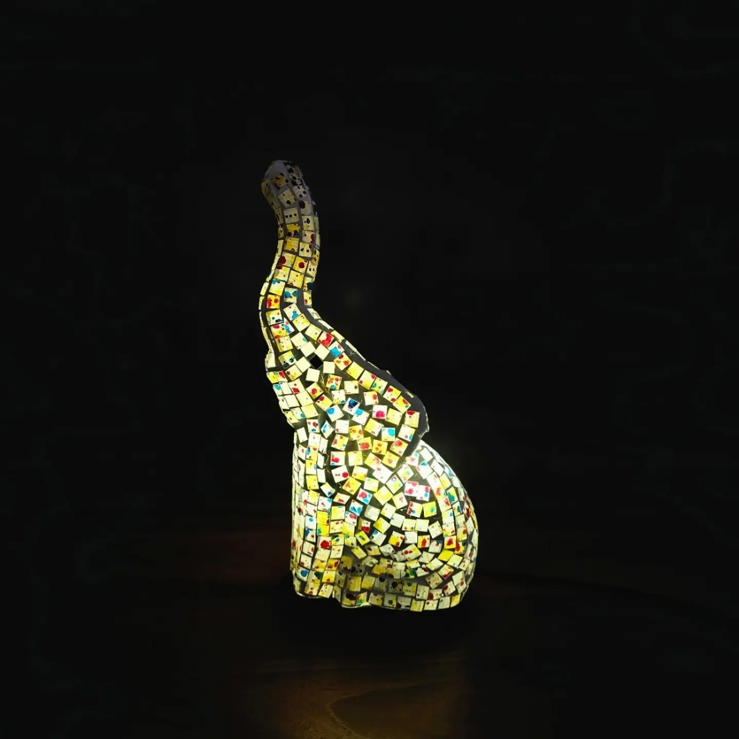 Lampara Mosaico Elefante Artesanal Chico 2