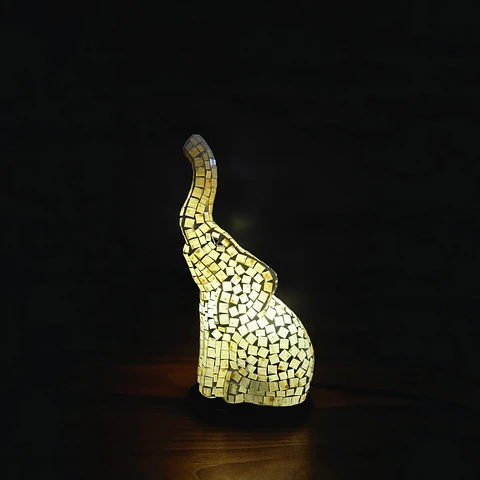 Lampara Mosaico Elefante Artesanal Chico
