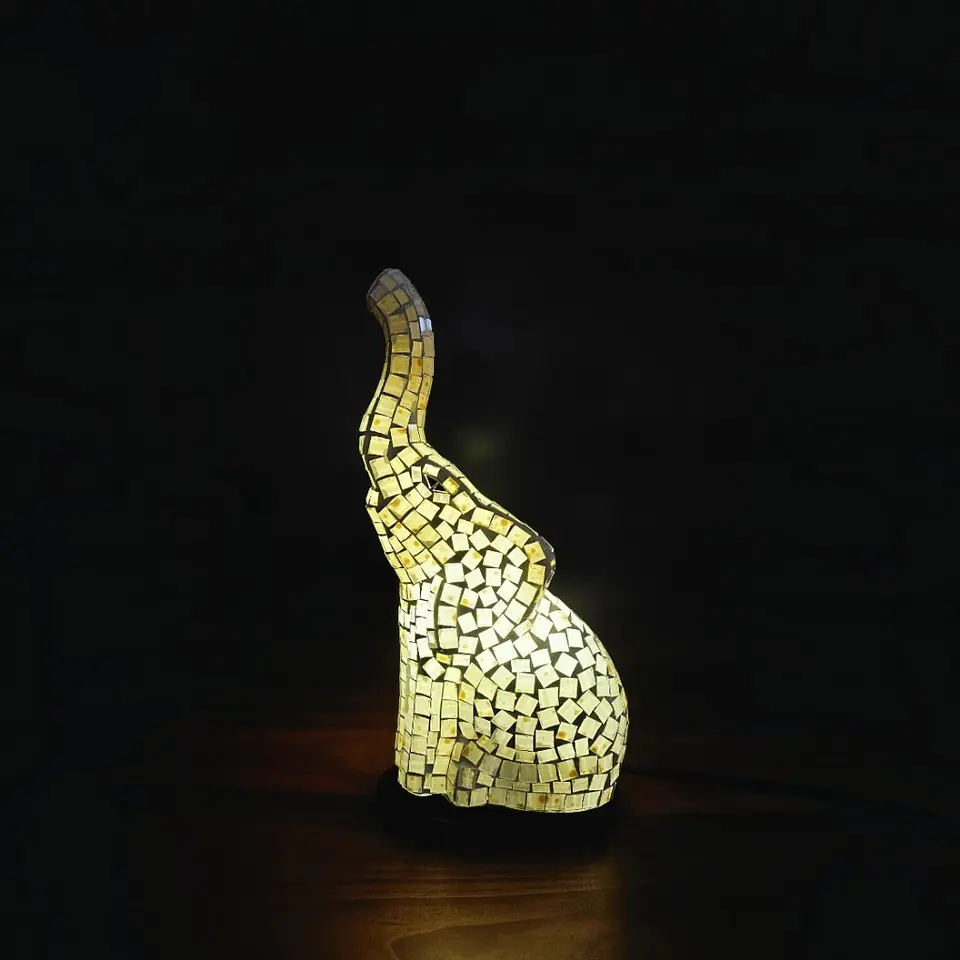 Lampara Mosaico Elefante Artesanal Chico 2