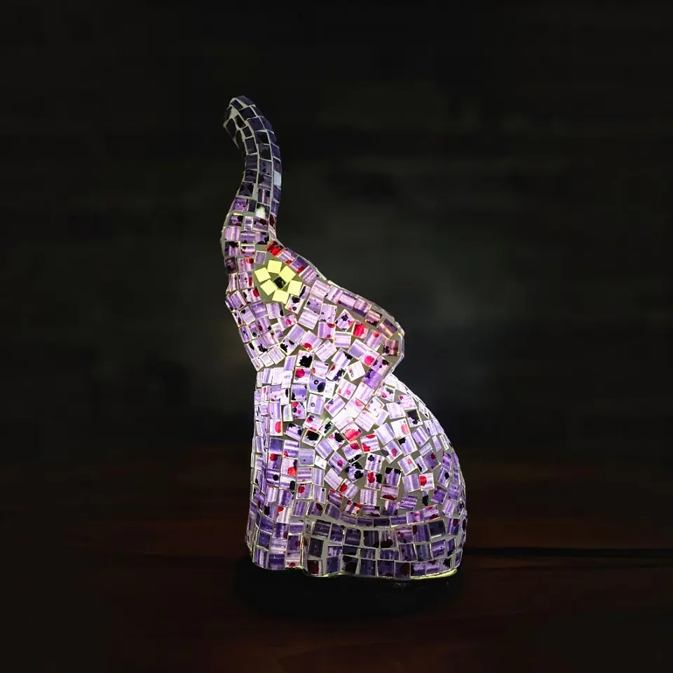 Lampara Mosaico Elefante Artesanal Chico 2