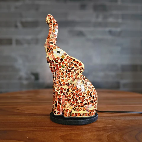 Lampara Mosaico Elefante Artesanal Chico