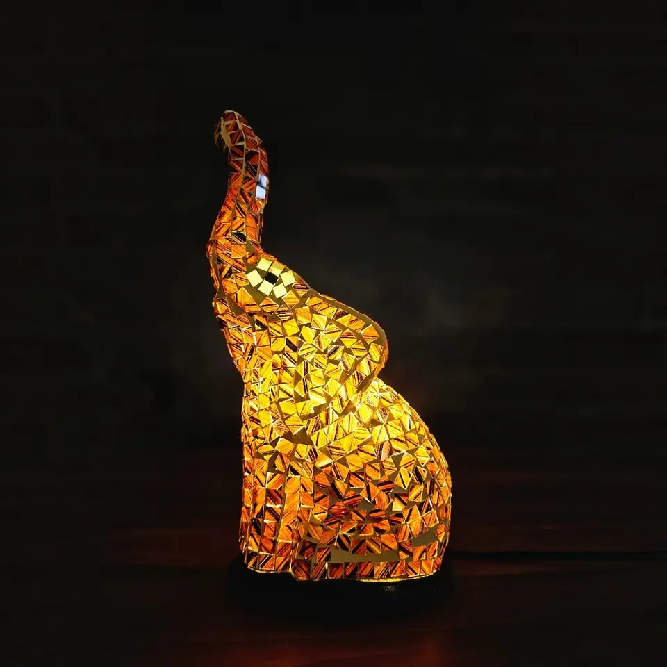 Lampara Mosaico Elefante Artesanal Chico 2