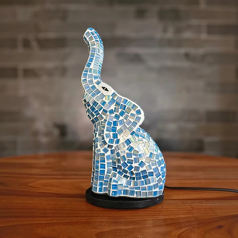 Lampara Mosaico Elefante Artesanal Chico
