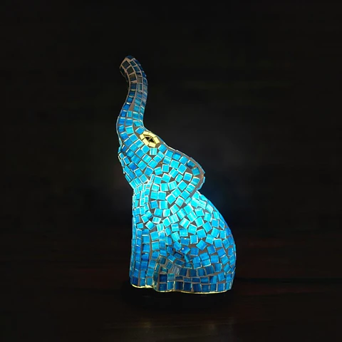 Lampara Mosaico Elefante Artesanal Chico