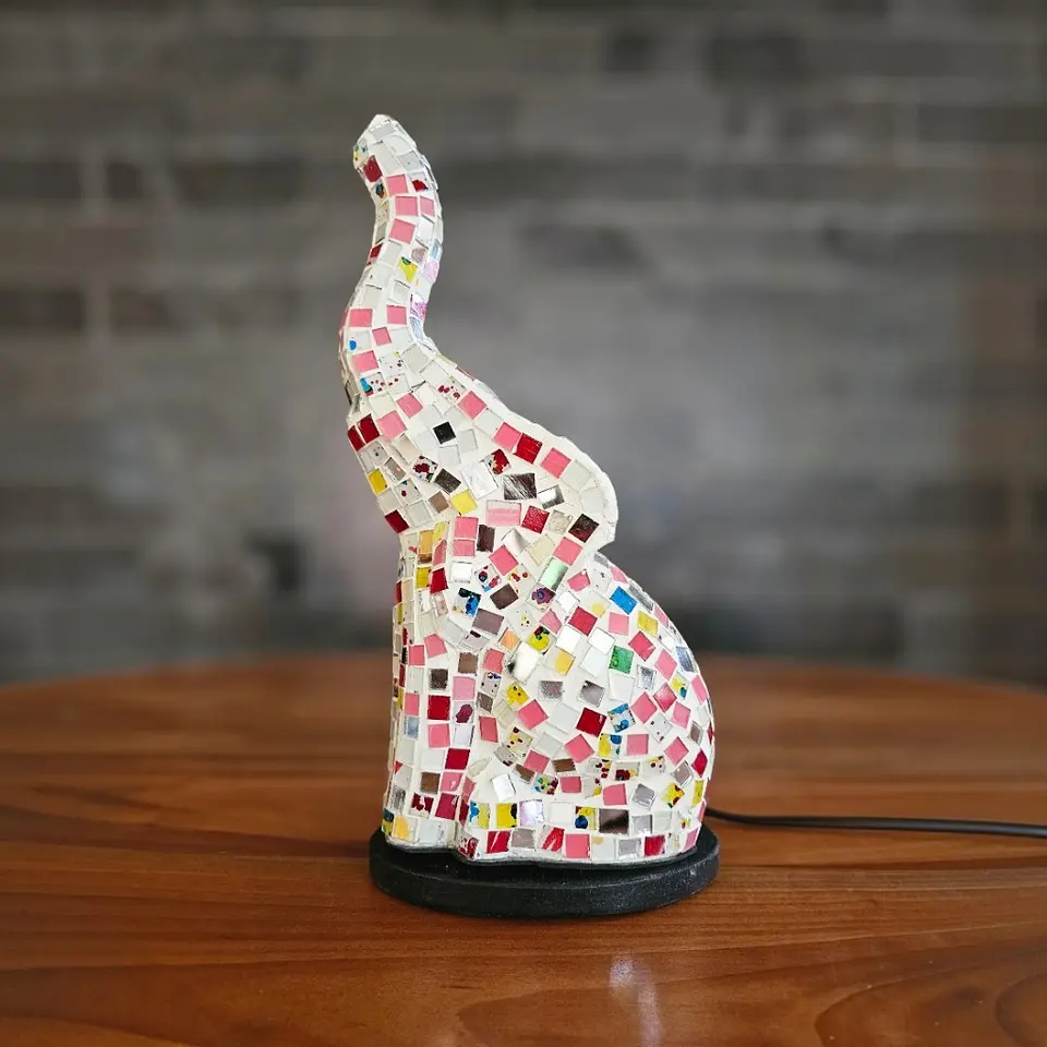 Lampara Mosaico Elefante Artesanal Chico 1