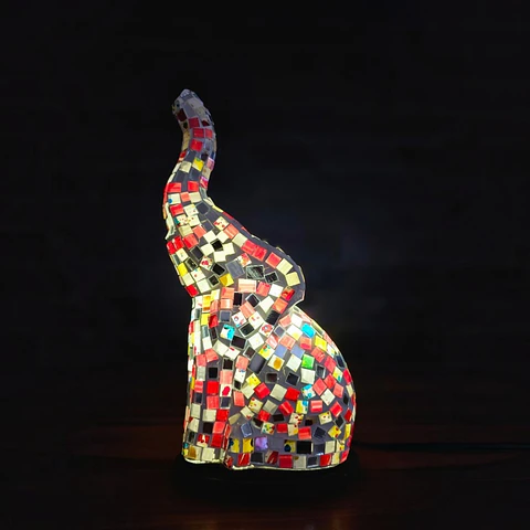 Lampara Mosaico Elefante Artesanal Chico