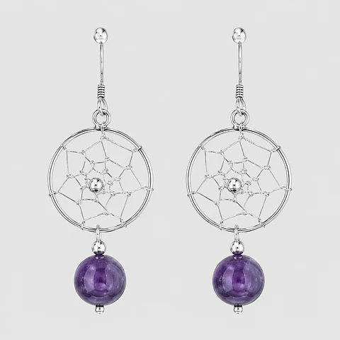 Aros Atrapasueños de Amatista en Plata 925