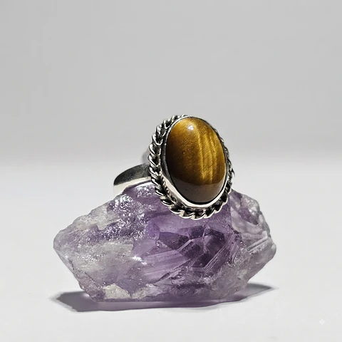 Anillo Ojo de Tigre Ornamental en Plata 925