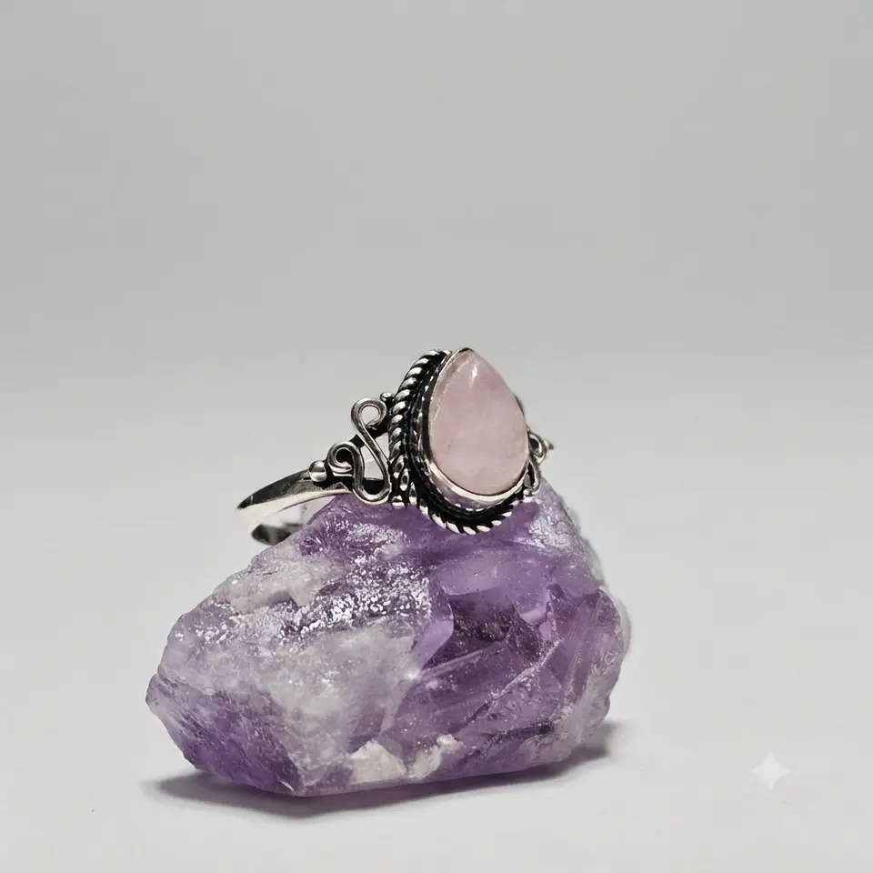 Anillo Cuarzo Rosa en Plata 925 1