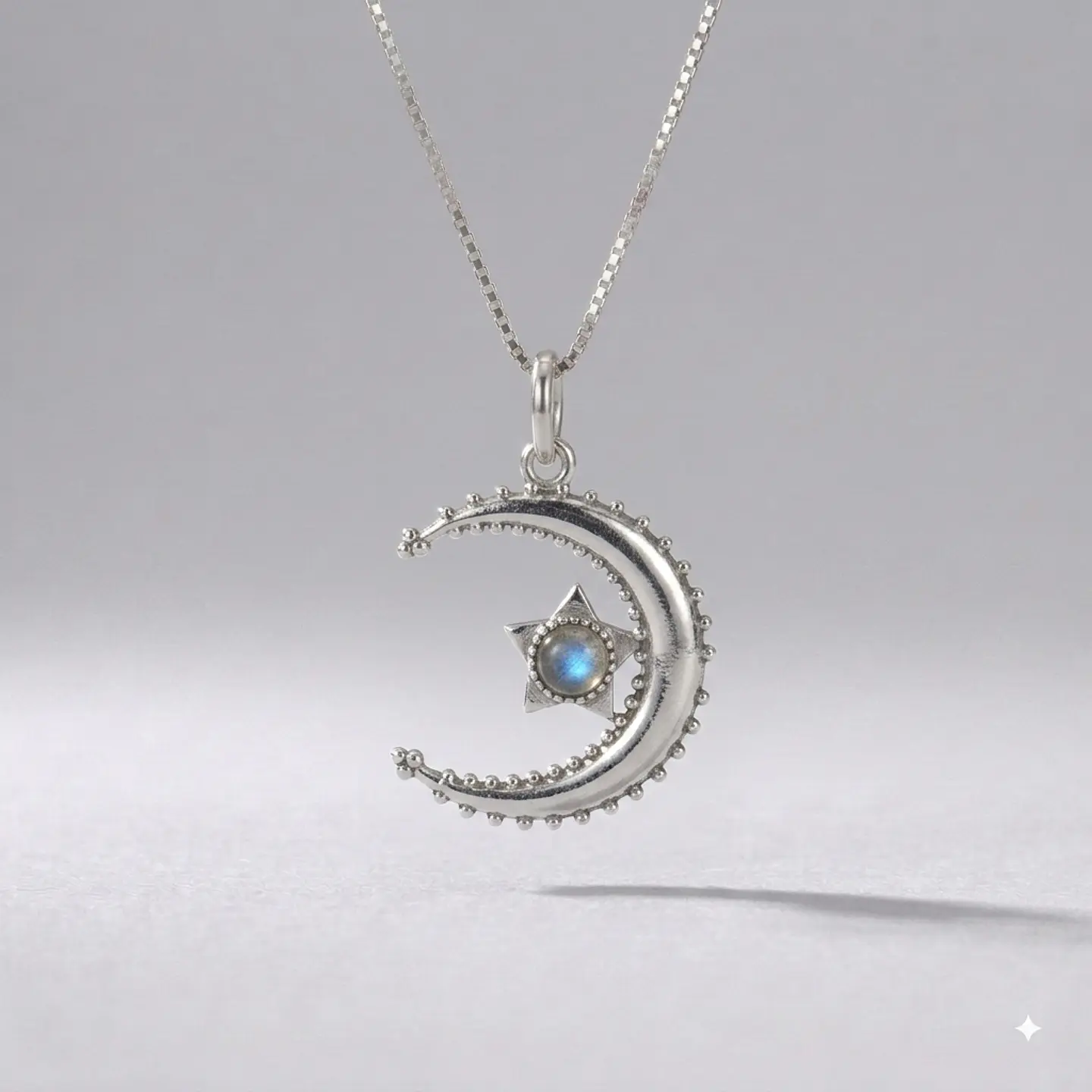 Colgante Luna Creciente con Labradorita en Plata 925 1