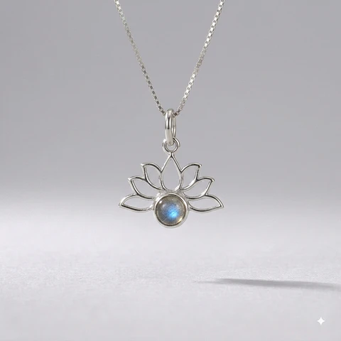 Colgante Flor de Loto con Labradorita en Plata 925