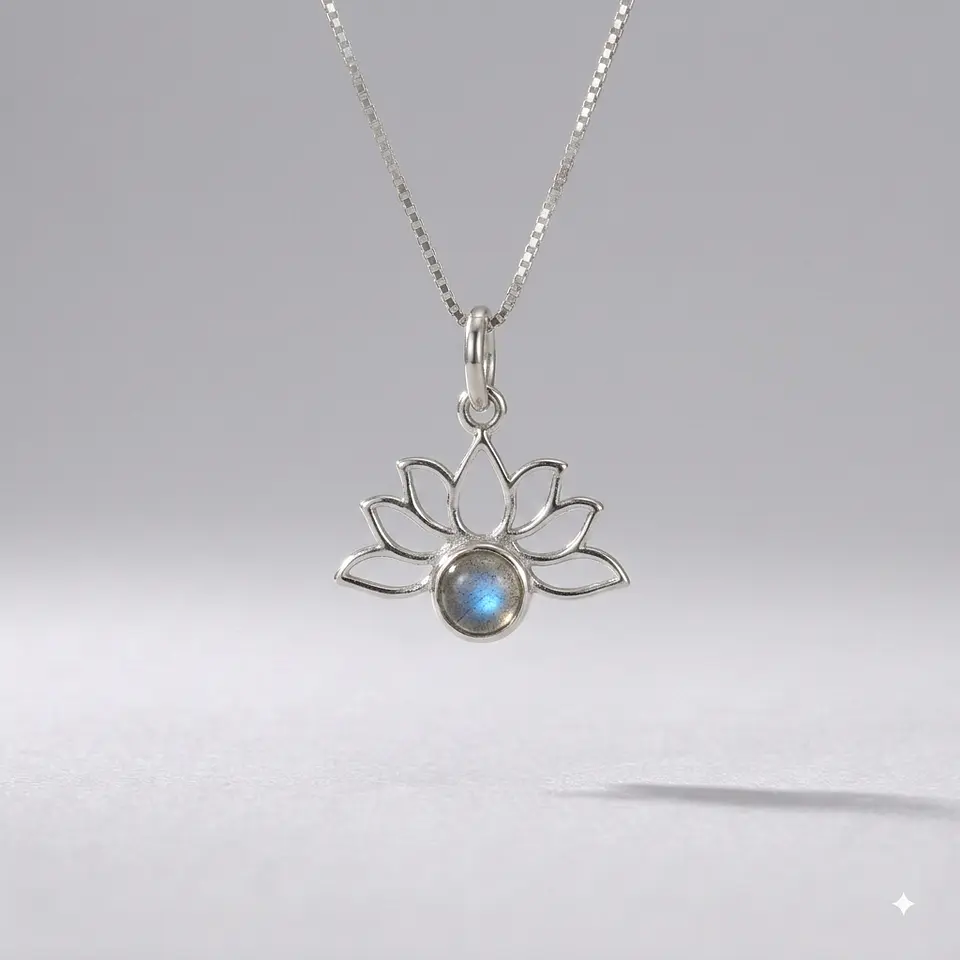 Colgante Flor de Loto con Labradorita en Plata 925 1