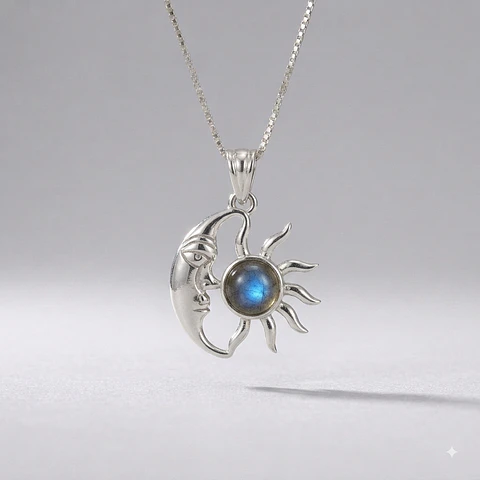 Colgante Luna y Sol en Labradorita y Plata 925