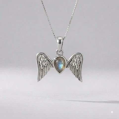 Colgante Alas de Ángel en Labradorita y Plata 925