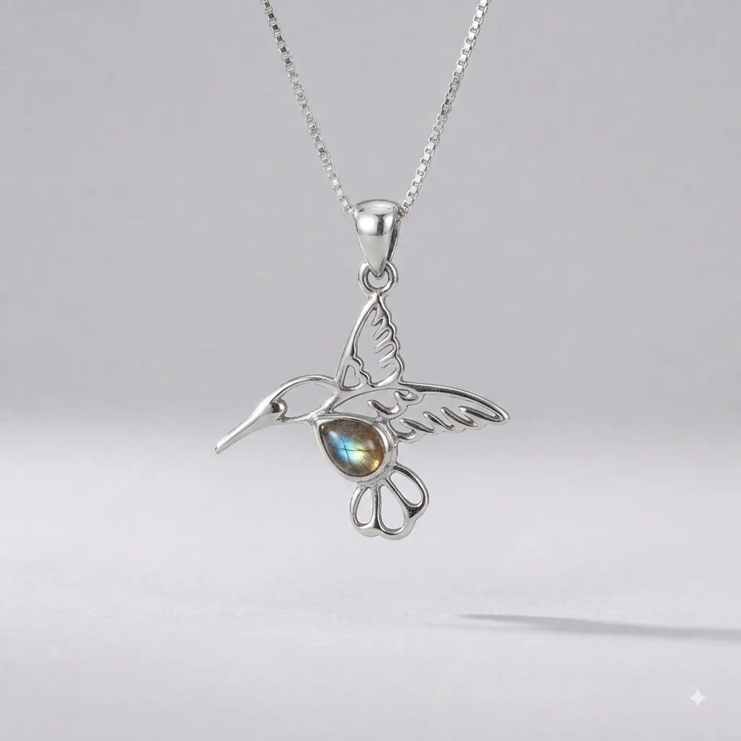 Colgante Colibrí en Labradorita y Plata 925 1