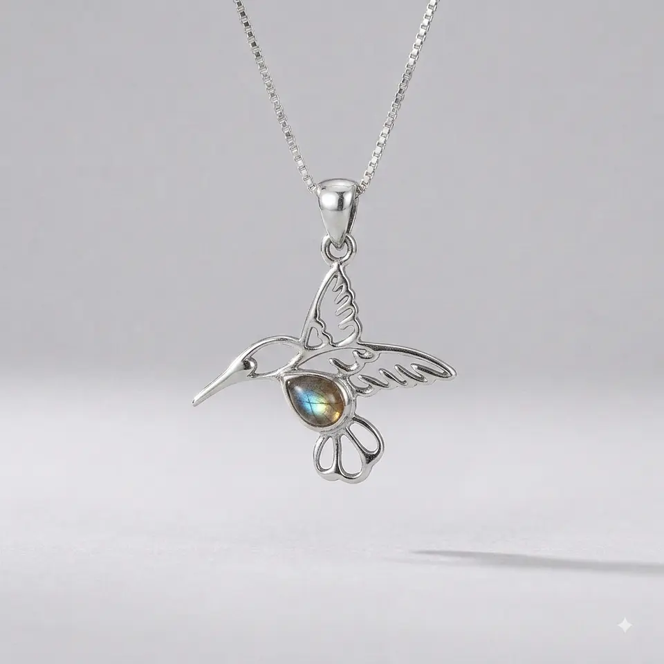 Colgante Colibrí en Labradorita y Plata 925 1
