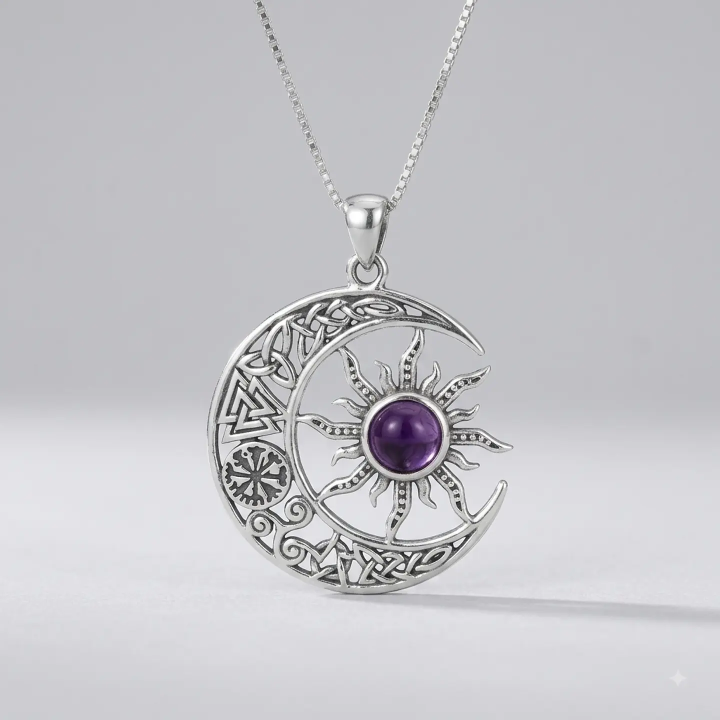Colgante Luna y Sol en Amatista y Plata 925 1