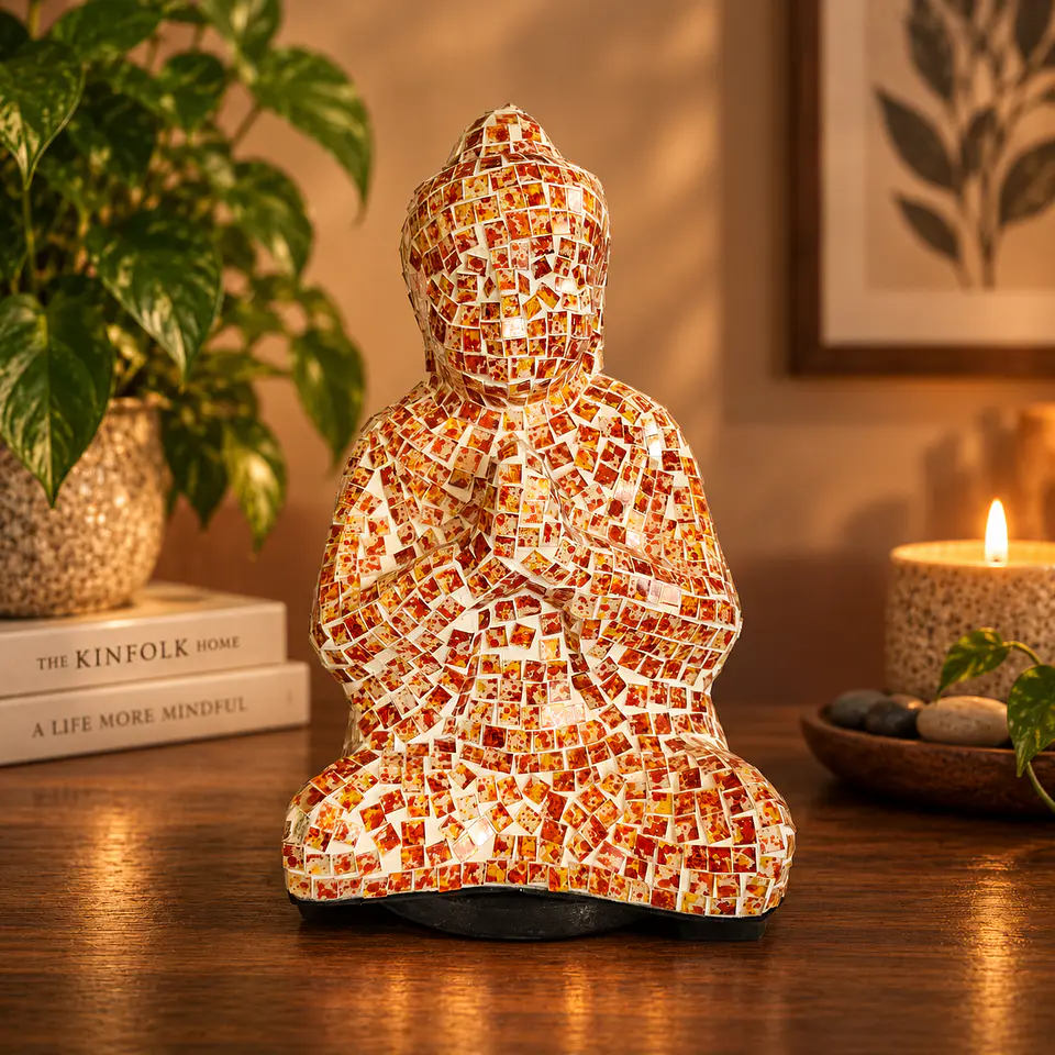 Lámpara Buda Namaskara Mudra Mosaico Artesanal 1