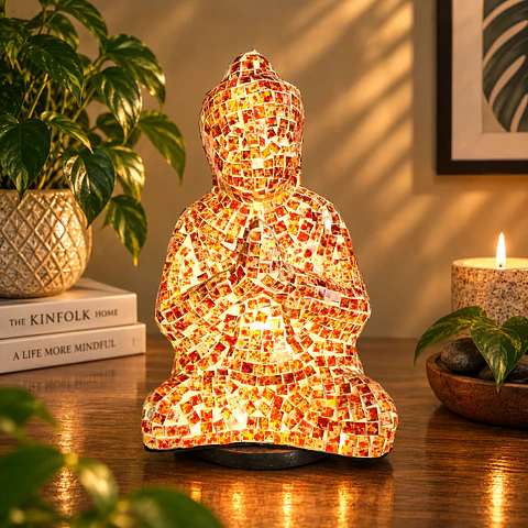 Lámpara Buda Namaskara Mudra Mosaico Artesanal