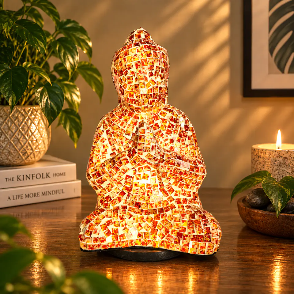 Lámpara Buda Namaskara Mudra Mosaico Artesanal 2