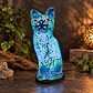 Lámpara Gato Mosaico Artesanal – Azul y Blanco - Miniatura 2